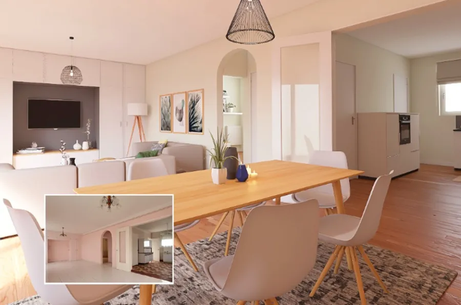 Projection virtuelle d'une pièce rénovée